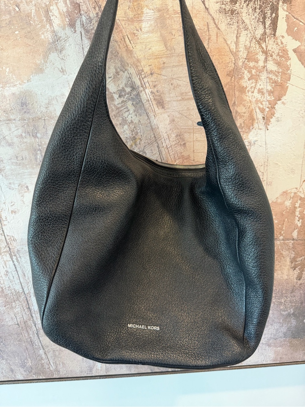 Michael Kors black leather hobo bag
